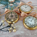 Wooden Clock Face Vintage Christmas Ornaments