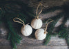 Rustic Beige Flannel Rag Ball Christmas Ornament Set of Three