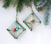 Vintage Geometric Glass Bugle Beads Christmas Ornament Set of 2