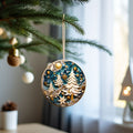 Ceramic Christmas Ornament with Blue, Gold and White Christmas Tree