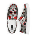 Red Accents Sugar Skull Women’s Slip-on Canvas Shoes